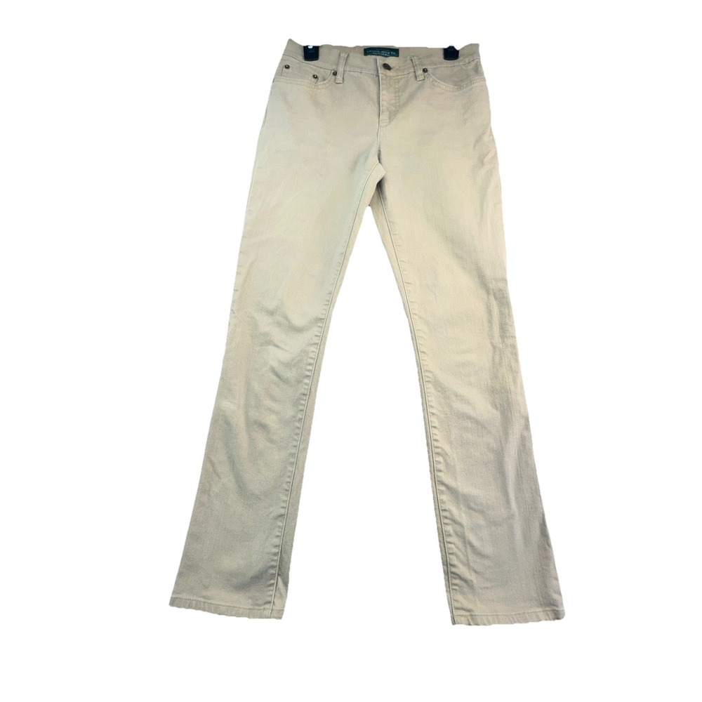 LRL Lauren Jeans Co Khaki Beige Stretch Pants Women's Size 4‎ Slim Straight